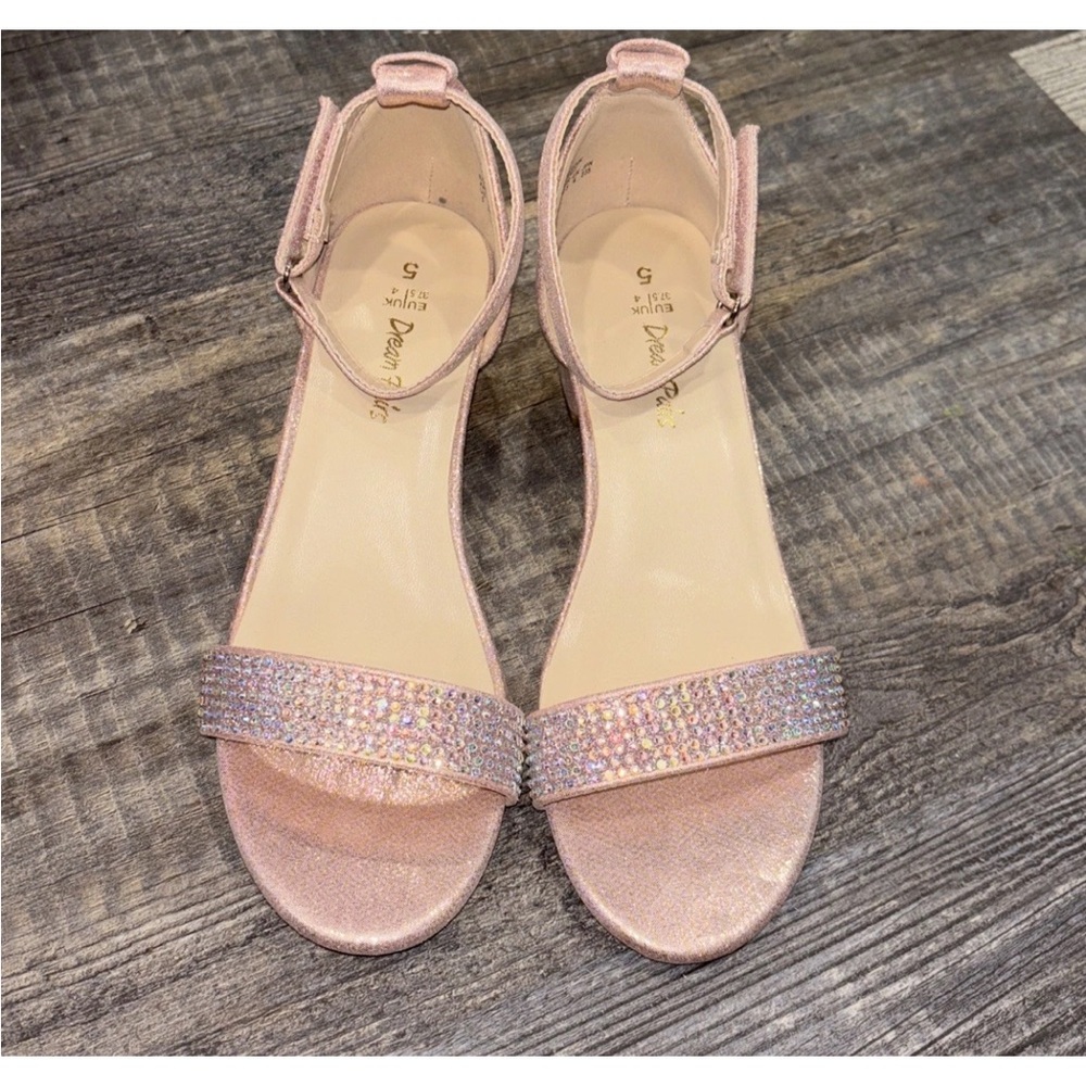 Dream Pairs Girls Pink Sparkly Rhinestone Sandals Size 5 New